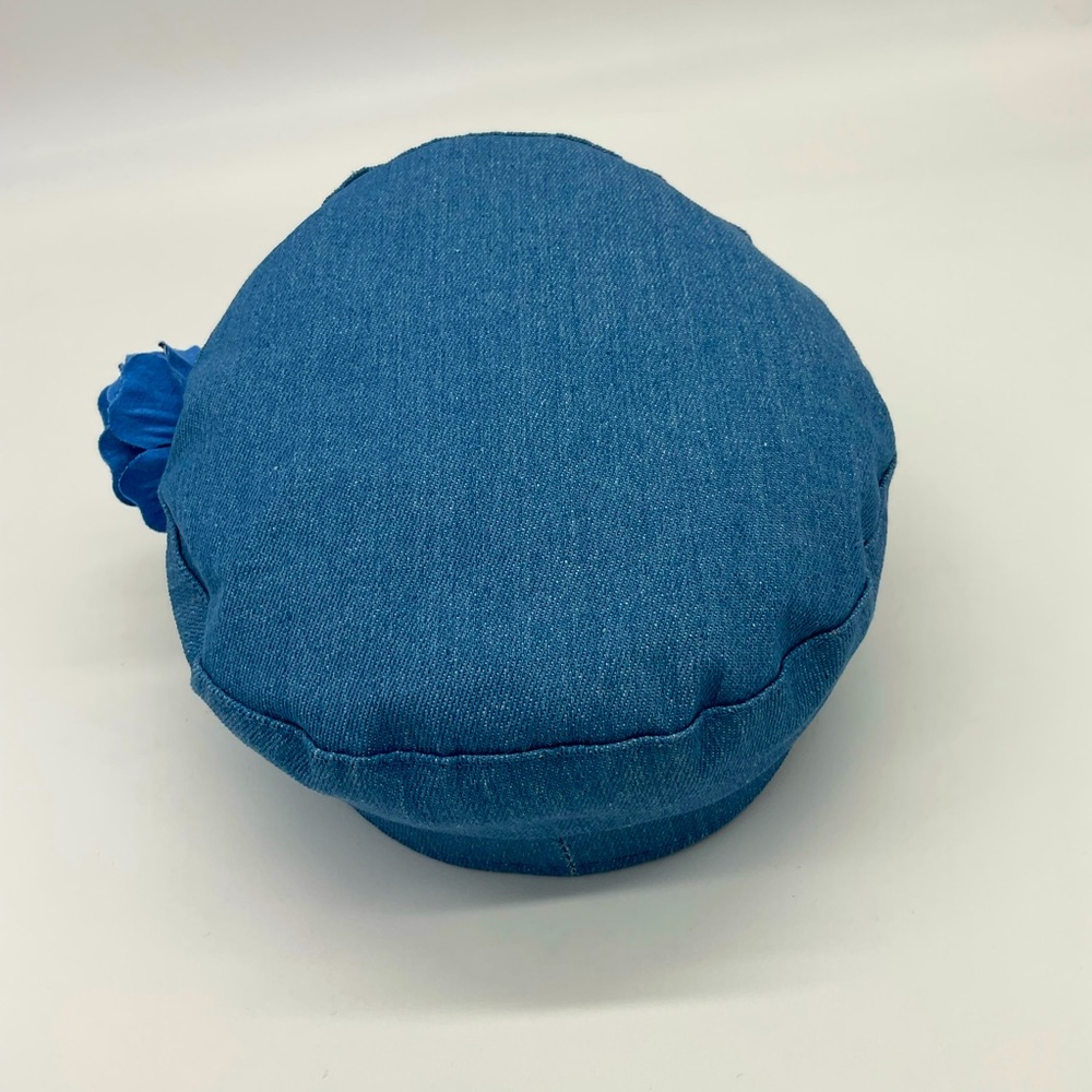 NWOT Blue Denim Cap with Floral Accents - Picture 4 of 6